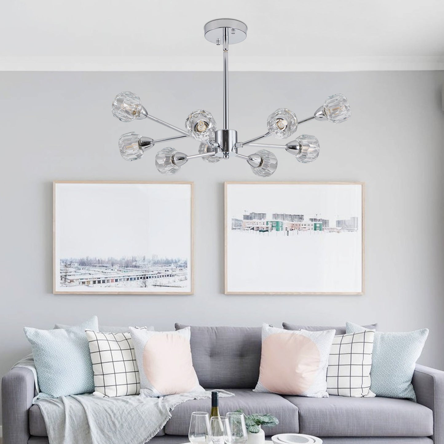 Modern 9-Light Crystal Chandelier