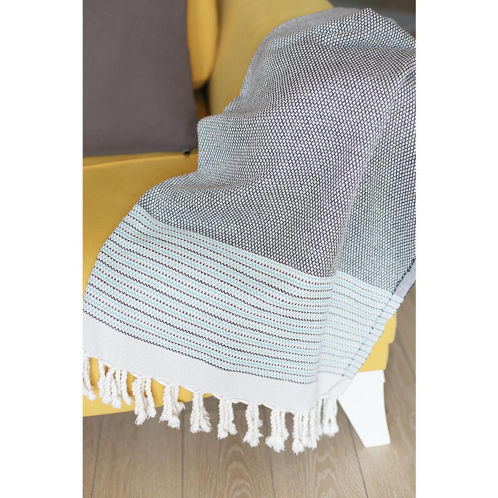 Grey Blue Striped Turkish Towel