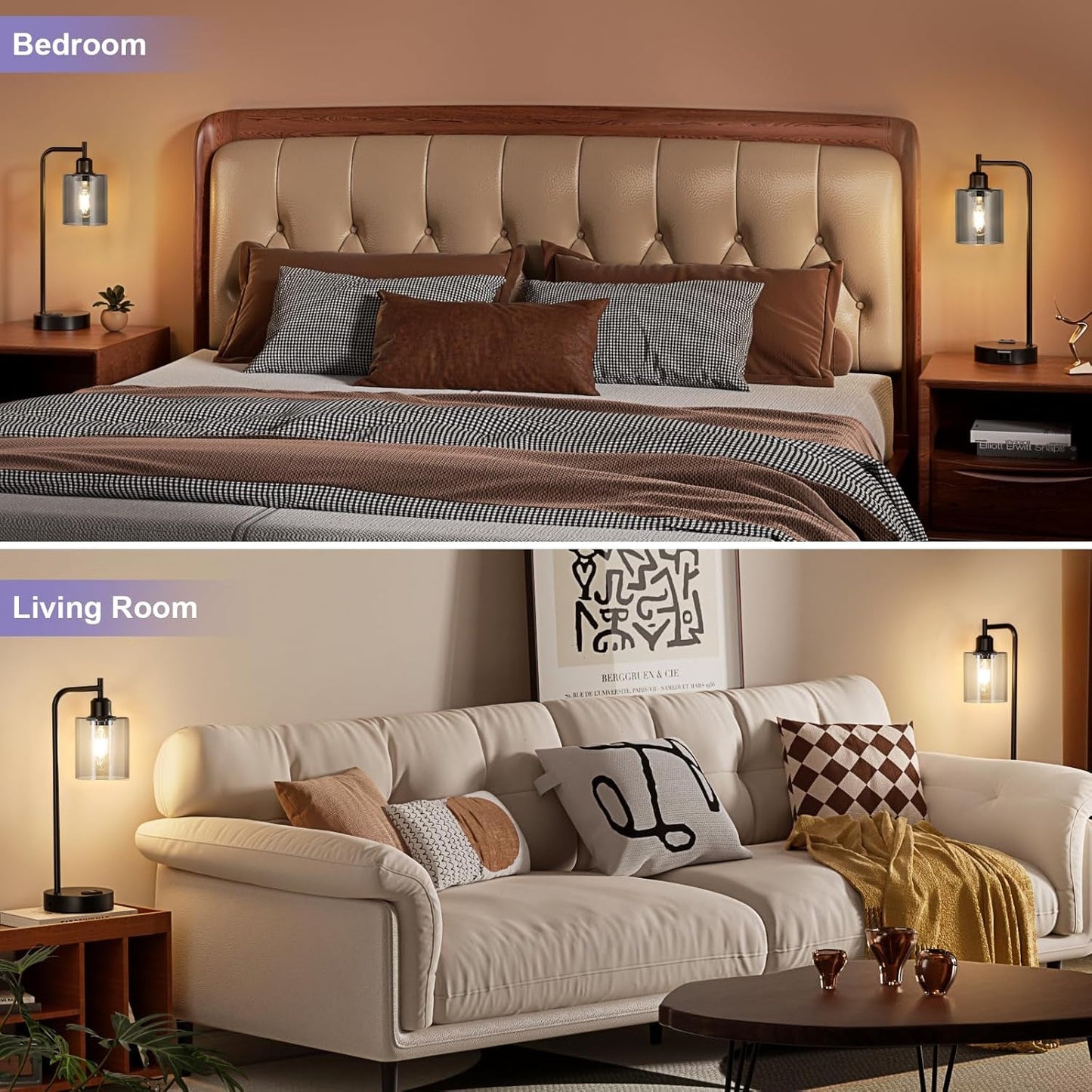 Industrial Touch Bedroom Lamps 2 Set