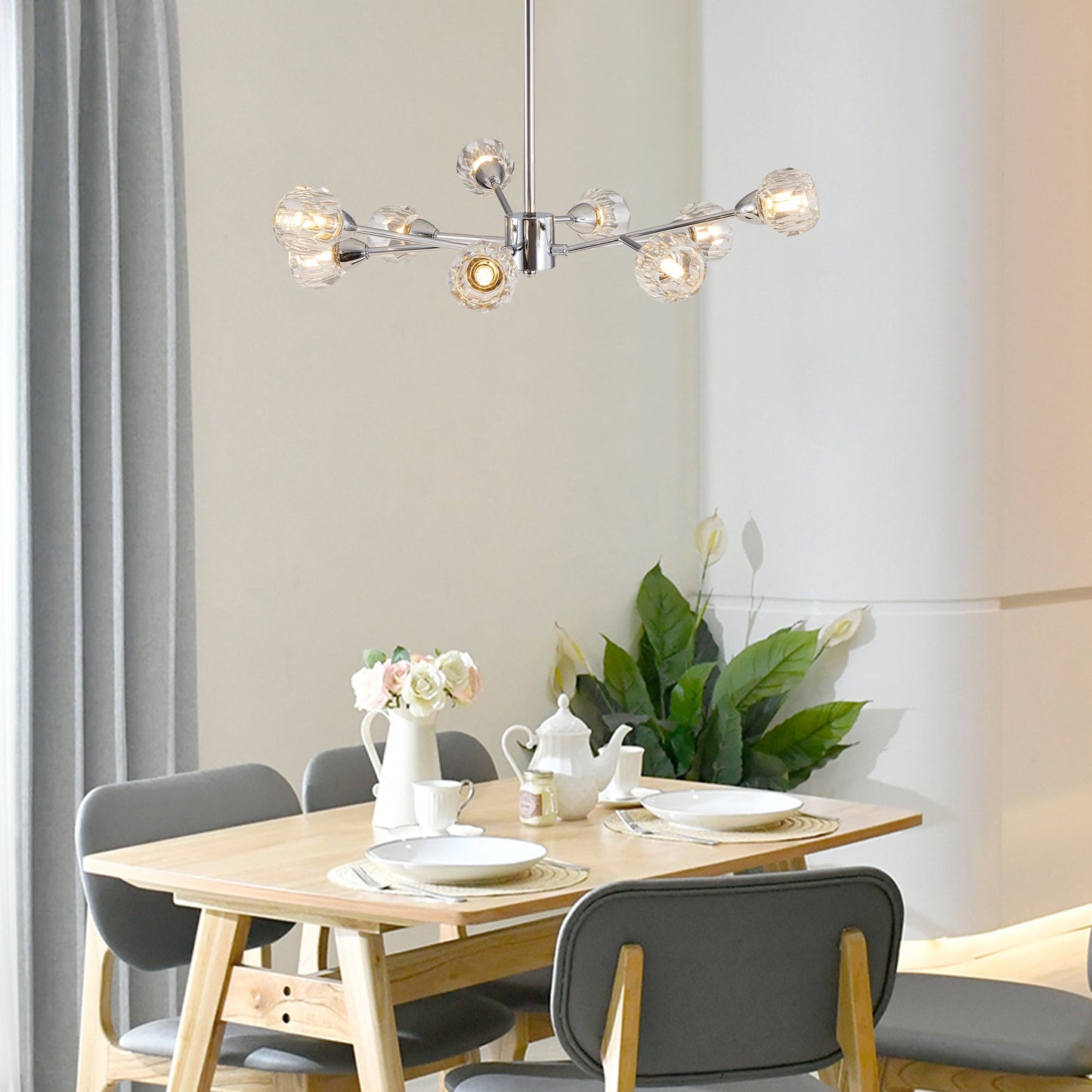 Modern 9-Light Crystal Chandelier