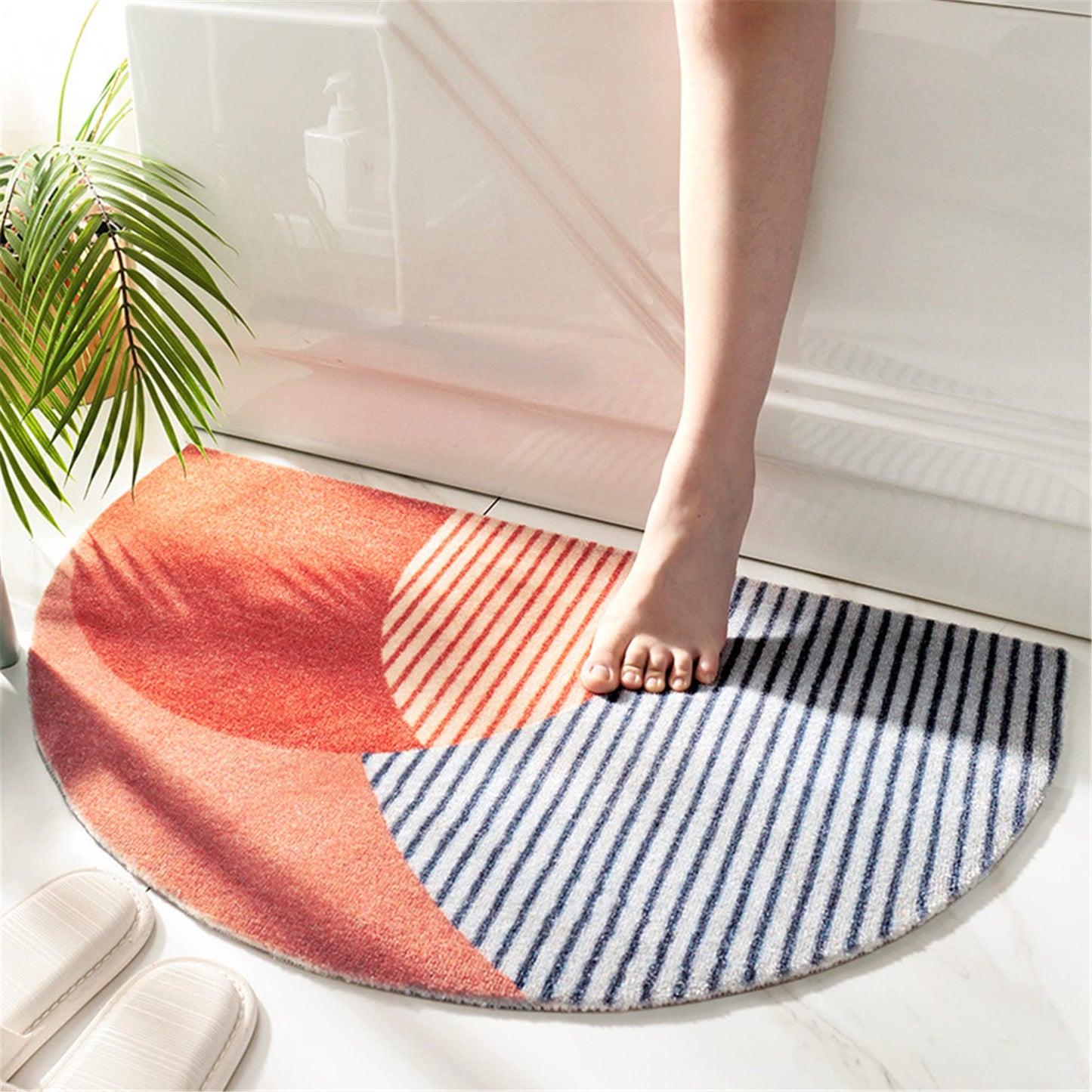 Half Round Inside Door Mats, 17"x28" Entryway Rug Boho Door Mat, Half