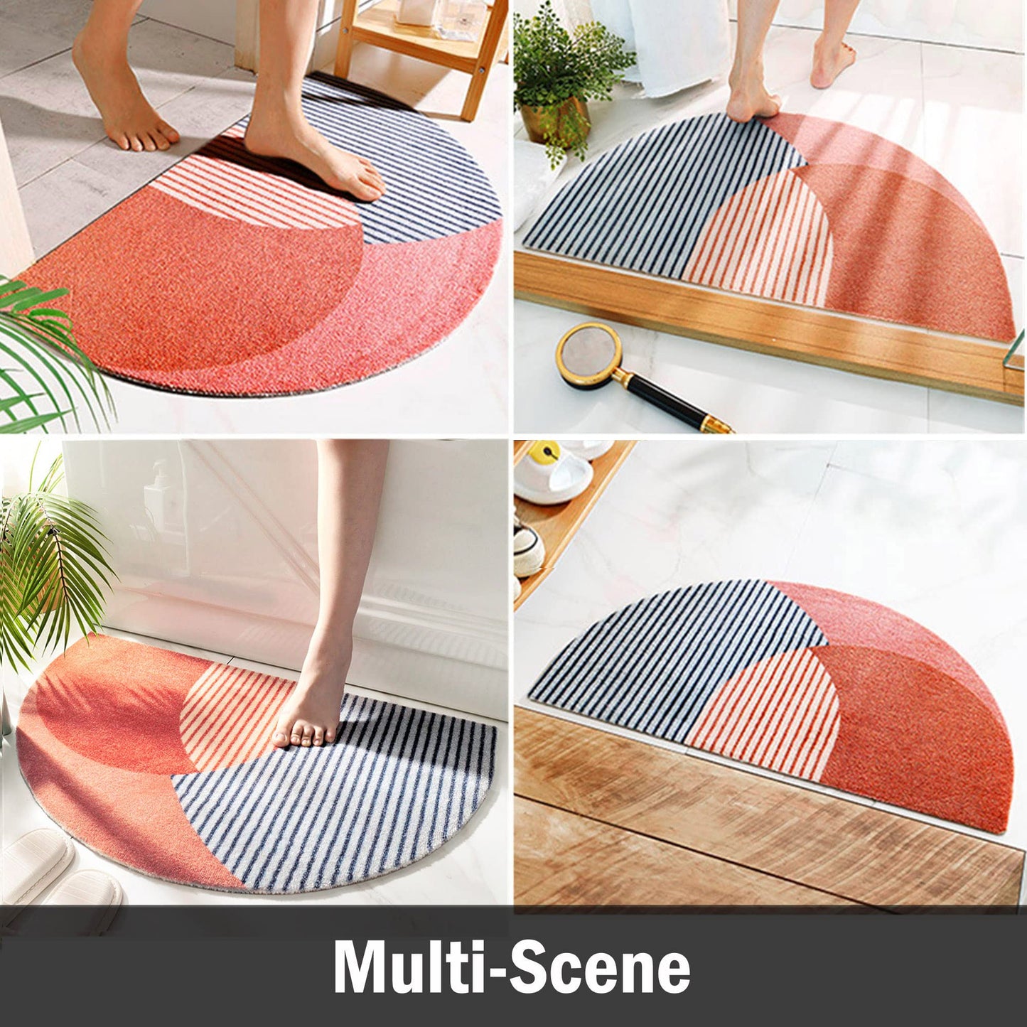 Half Round Inside Door Mats, 17"x28" Entryway Rug Boho Door Mat, Half