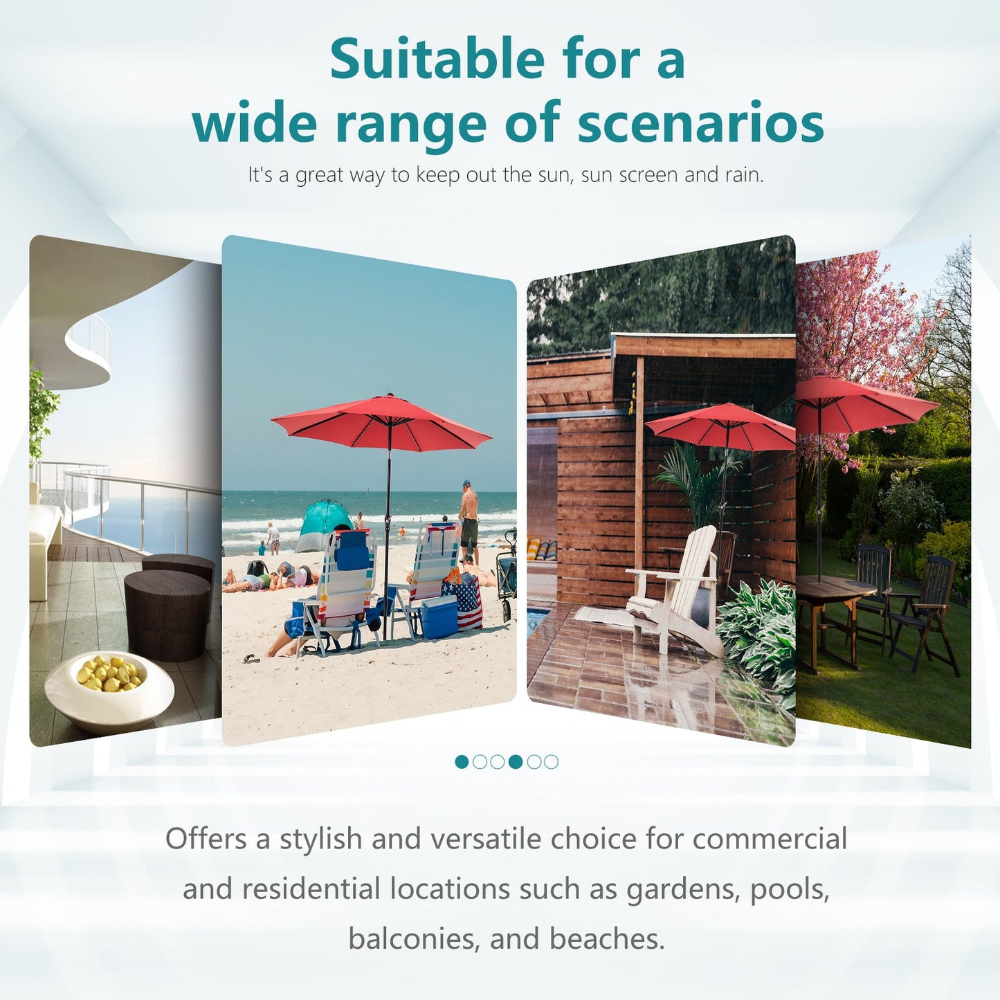 9 foot outdoor patio umbrella with button tilt and crank, Outdoor