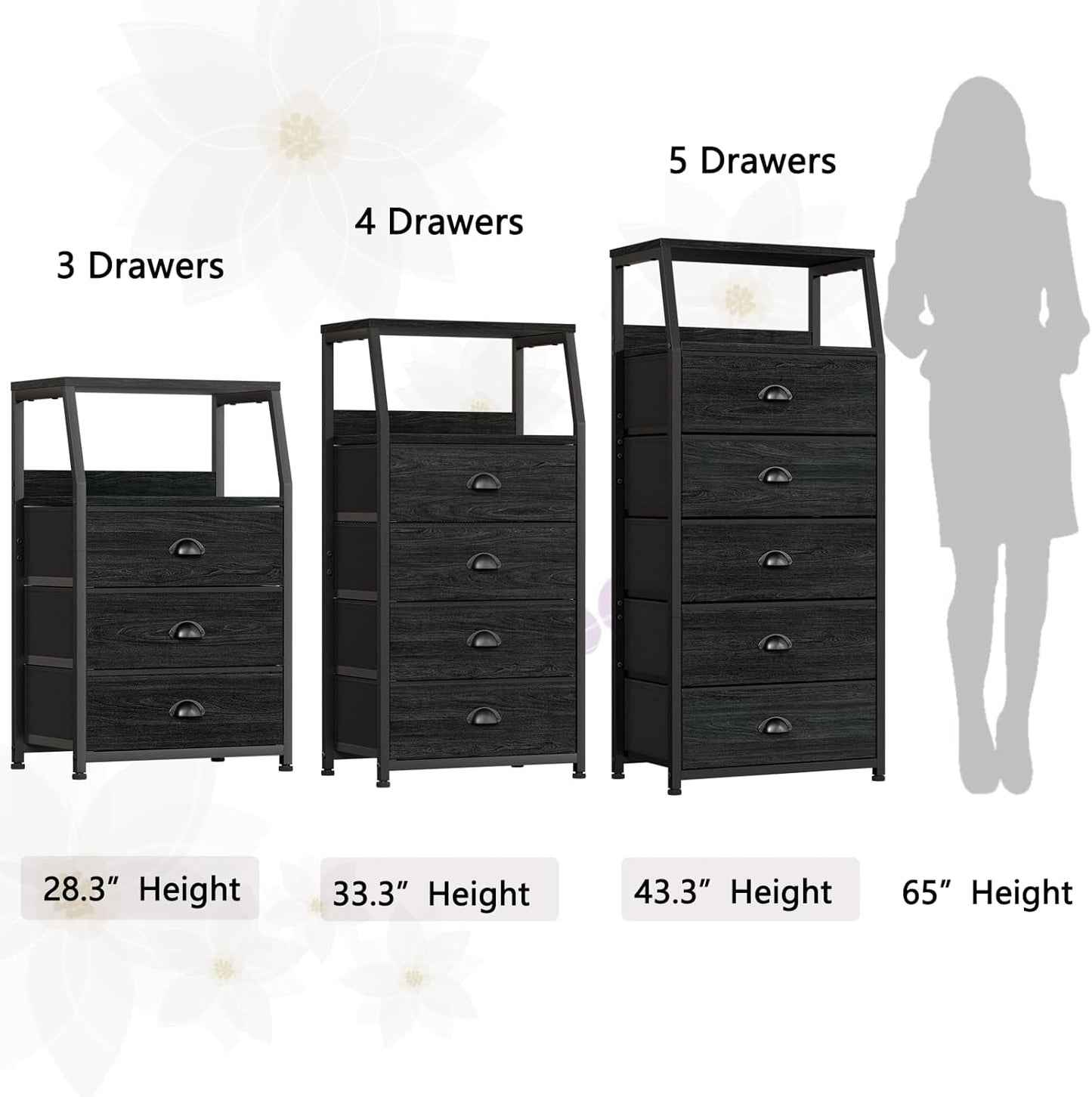 Black Fabric Nightstand