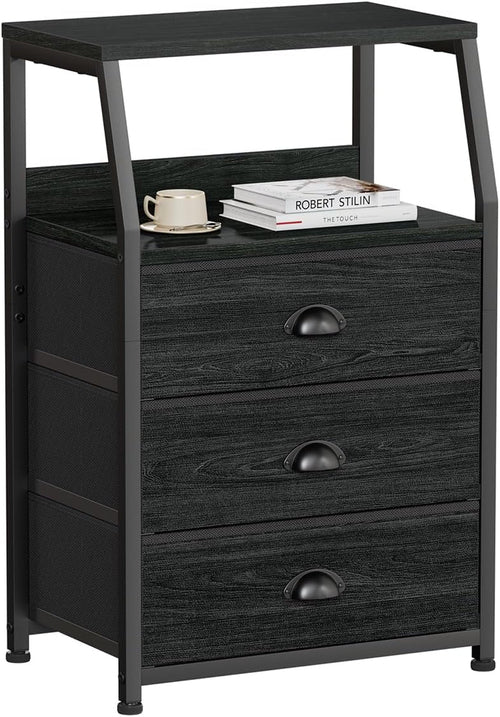 Black Fabric Nightstand