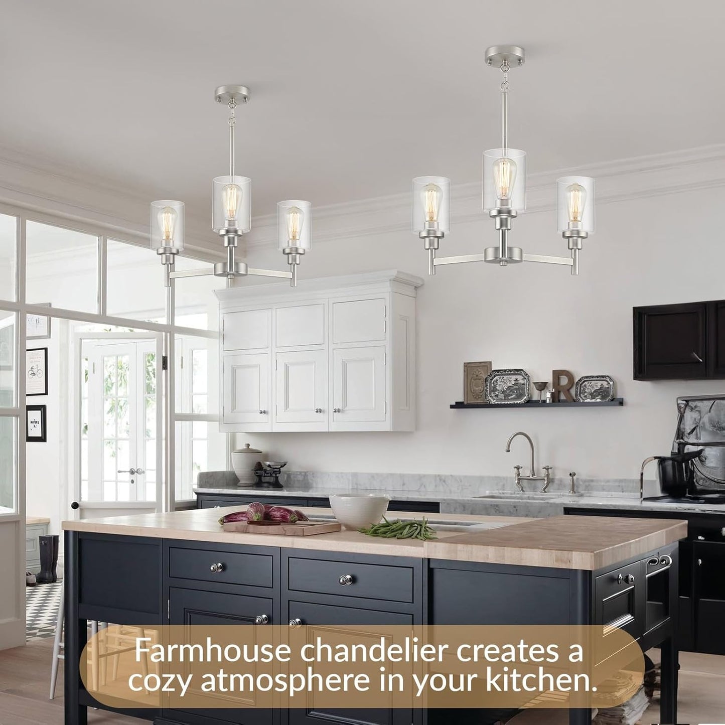 Modern 3-Light Brushed Nickel Chandelier