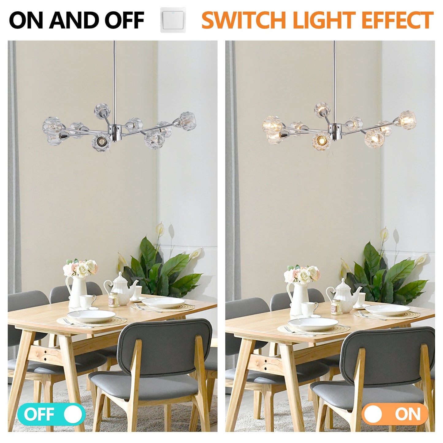 Modern 9-Light Crystal Chandelier