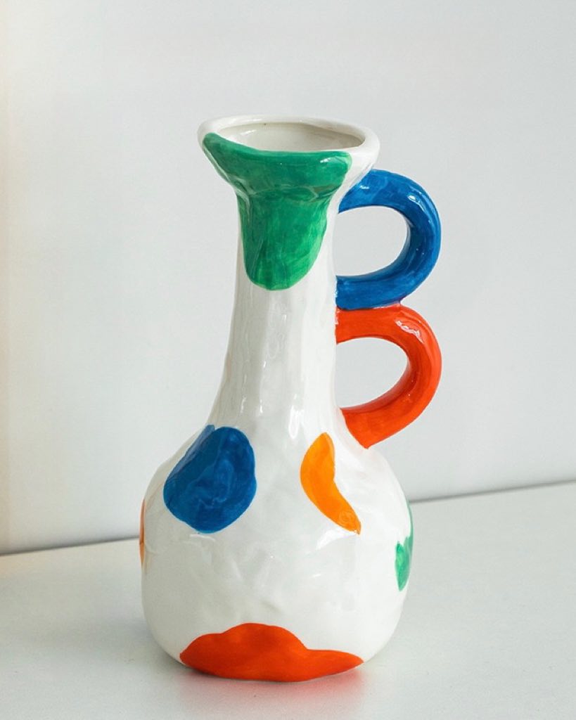 Whimsical Handpainted Abstract Ceramic Vase
