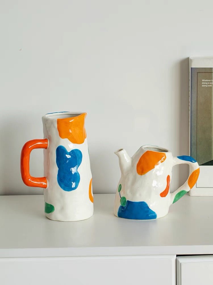 Whimsical Handpainted Abstract Ceramic Vase