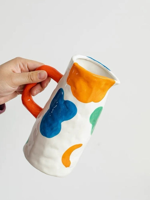 Whimsical Handpainted Abstract Ceramic Vase