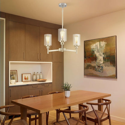 Modern 3-Light Brushed Nickel Chandelier