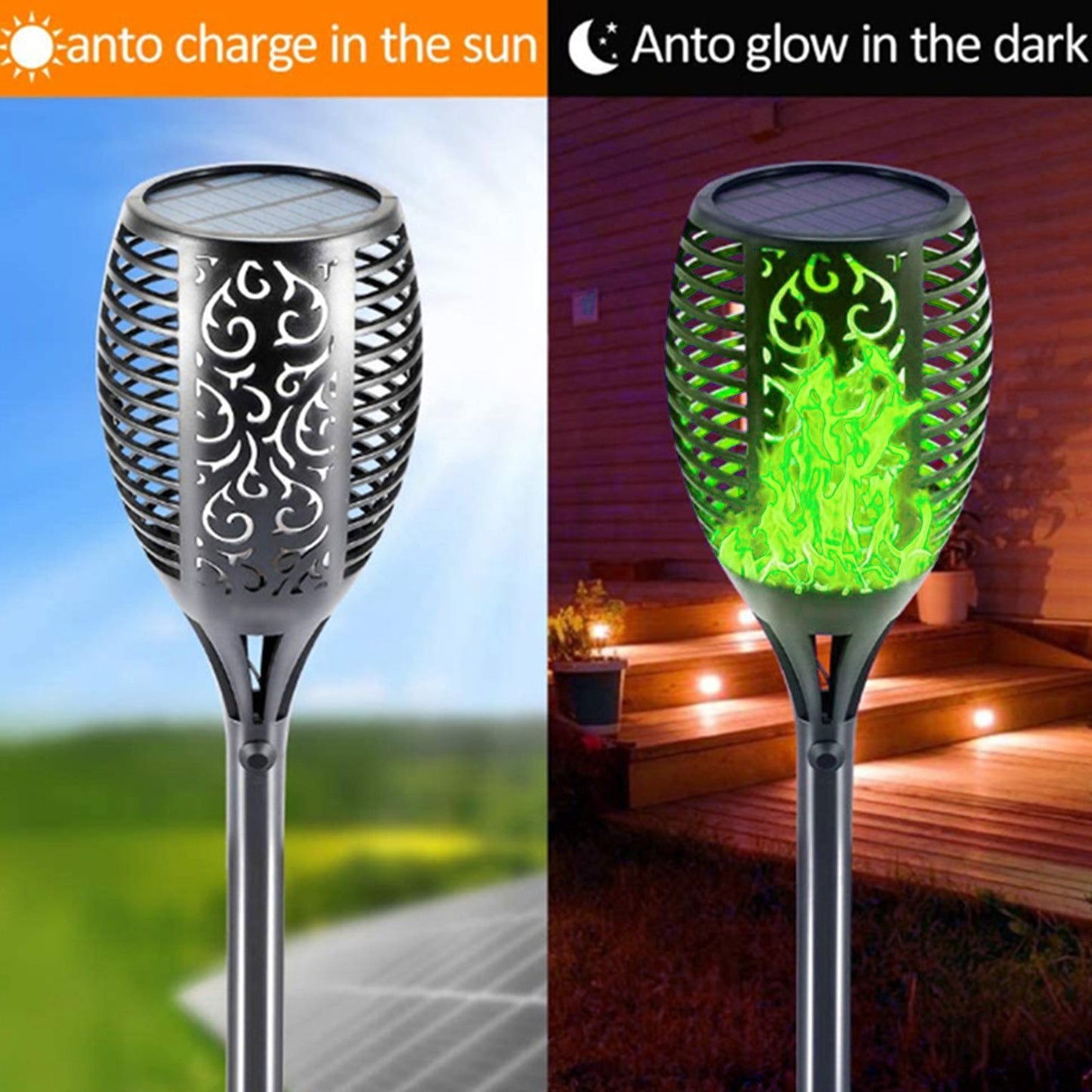 2 Pack Solar Torch Lights