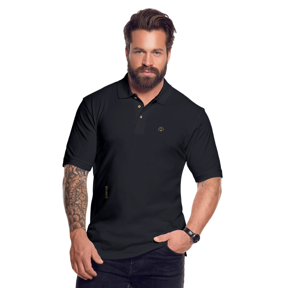 Godevari | Men's Pique Polo Shirt - midnight navy