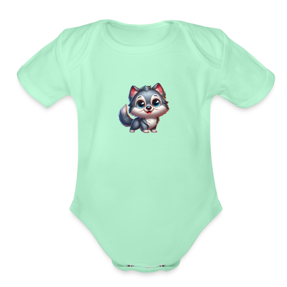 Wolfy | Organic Baby Onesie - light mint
