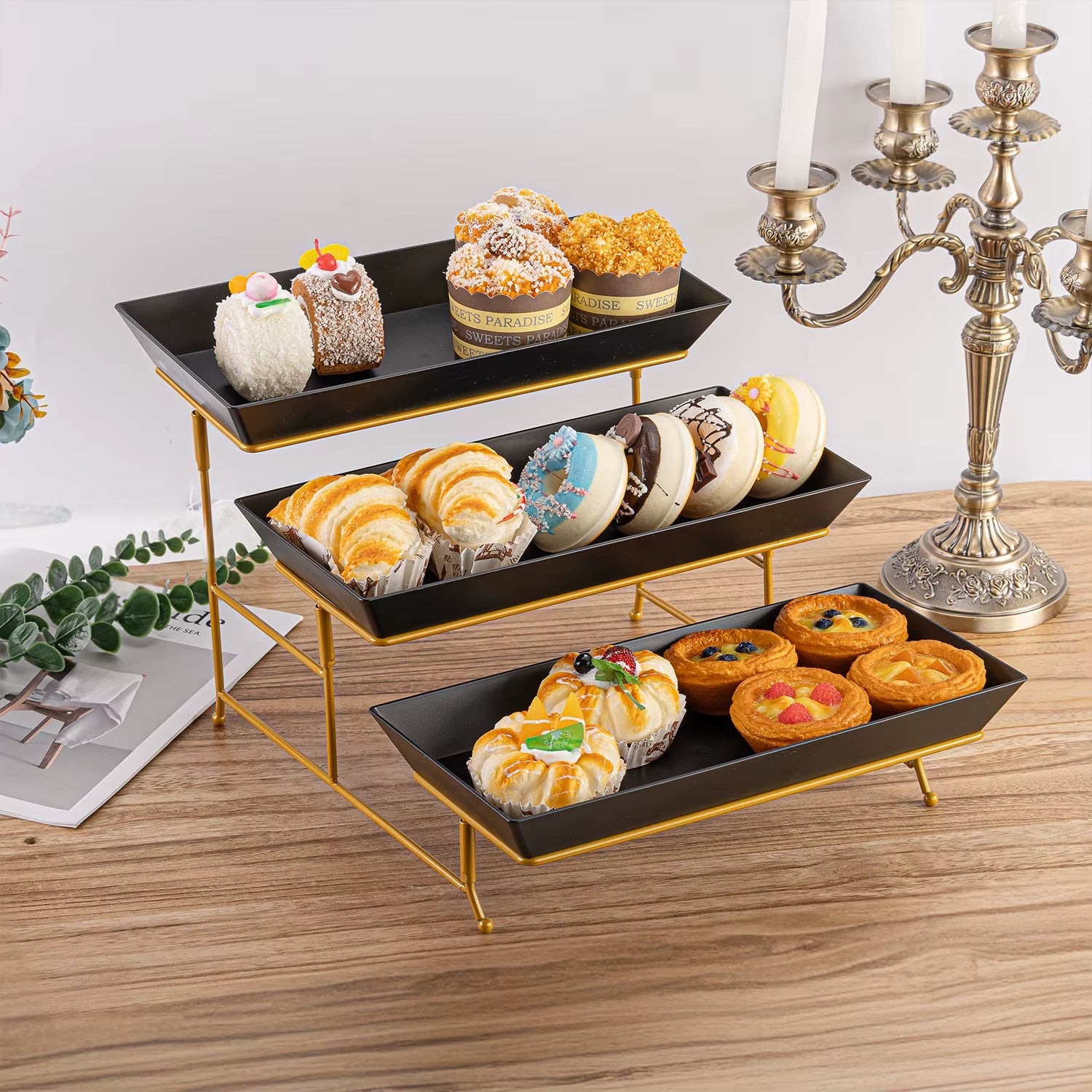 1PCS Three Layer Fruit Tray Rack Buffet Table Cold Plate Creative Fruit Tray Rack Cake Sweet Snacks Fruit Tray Food Display Rack