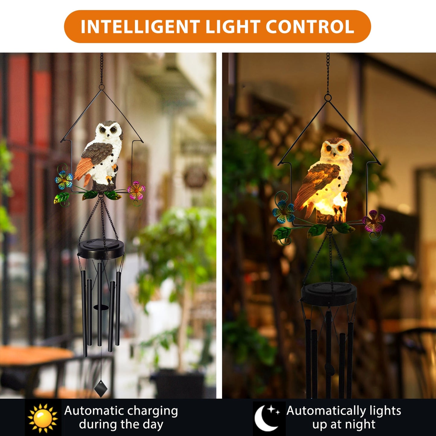 Solar Owl Wind Chime Light