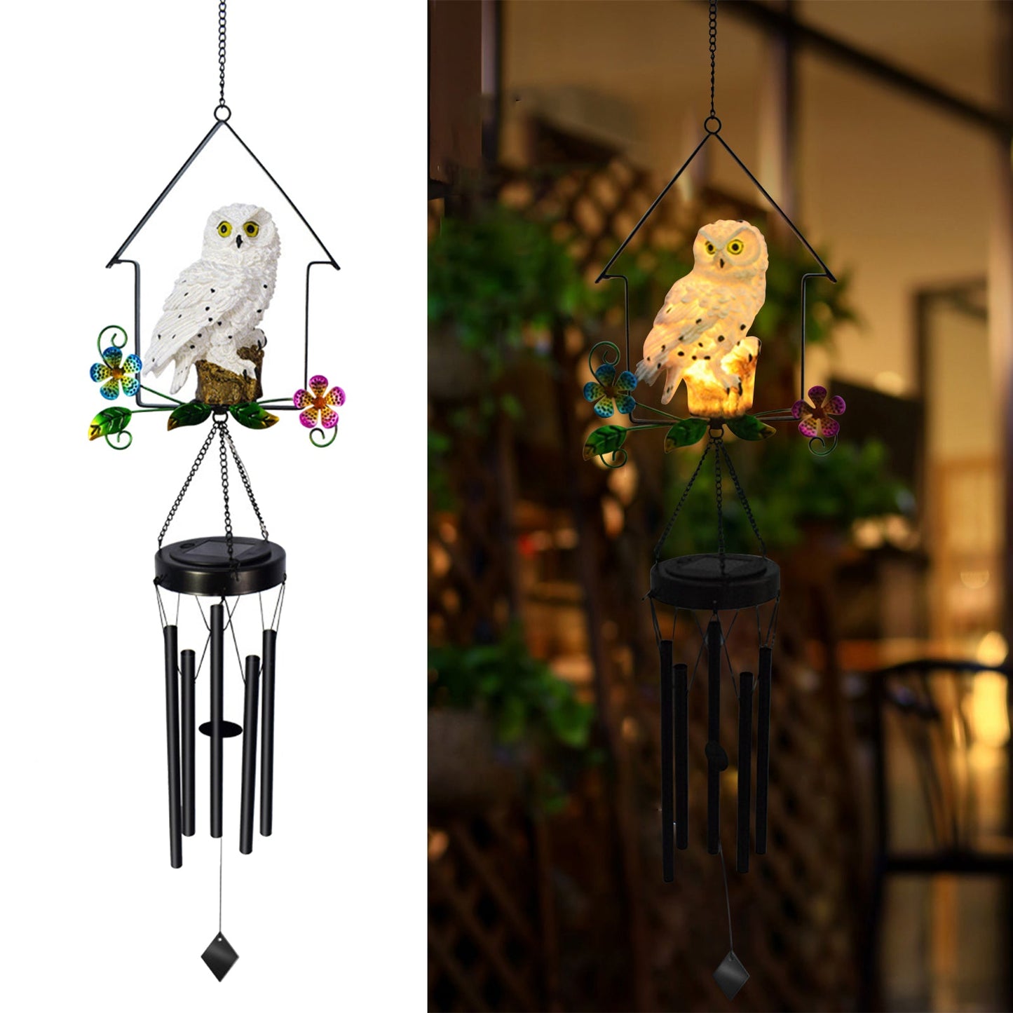 Solar Owl Wind Chime Light
