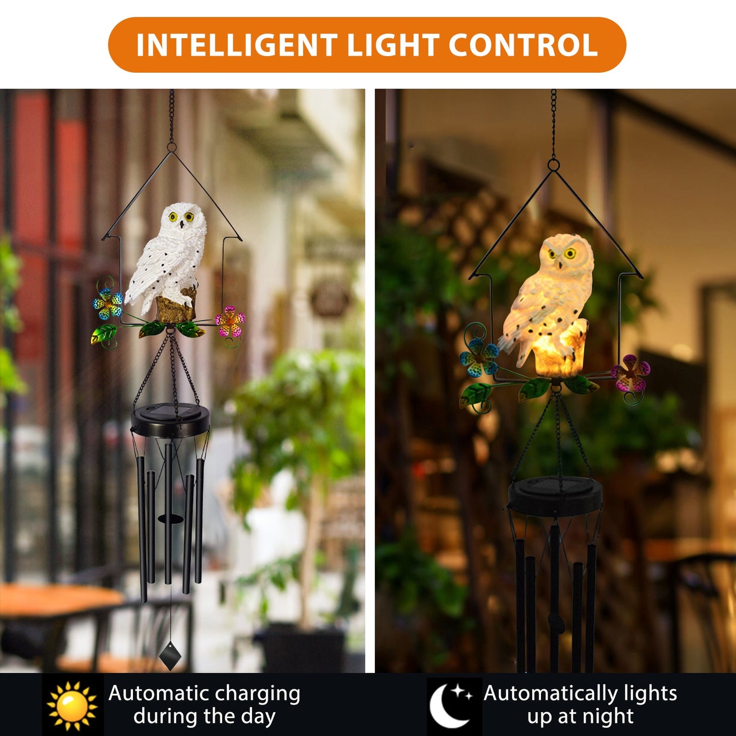 Solar Owl Wind Chime Light