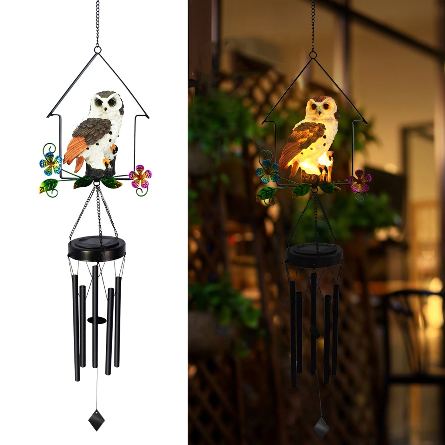 Solar Owl Wind Chime Light