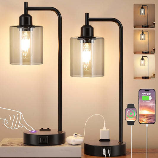 Industrial Touch Bedroom Lamps 2 Set