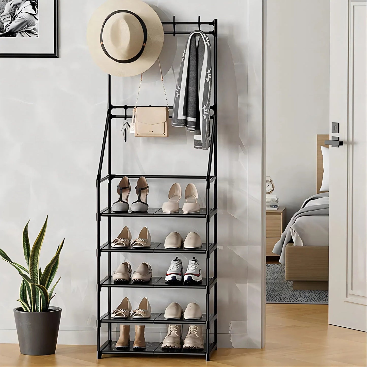 5-Tier Black Shoe Rack