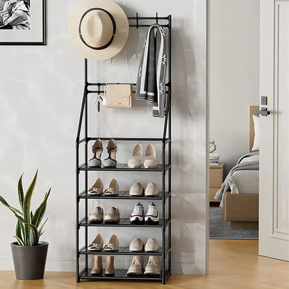 5-Tier Black Shoe Rack