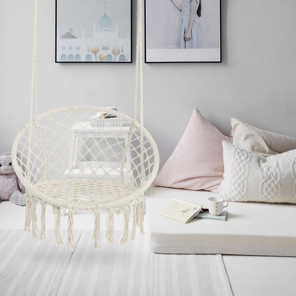 Macrame Hanging Hammock Chair, Cotton Rope Swing for Indoor and
