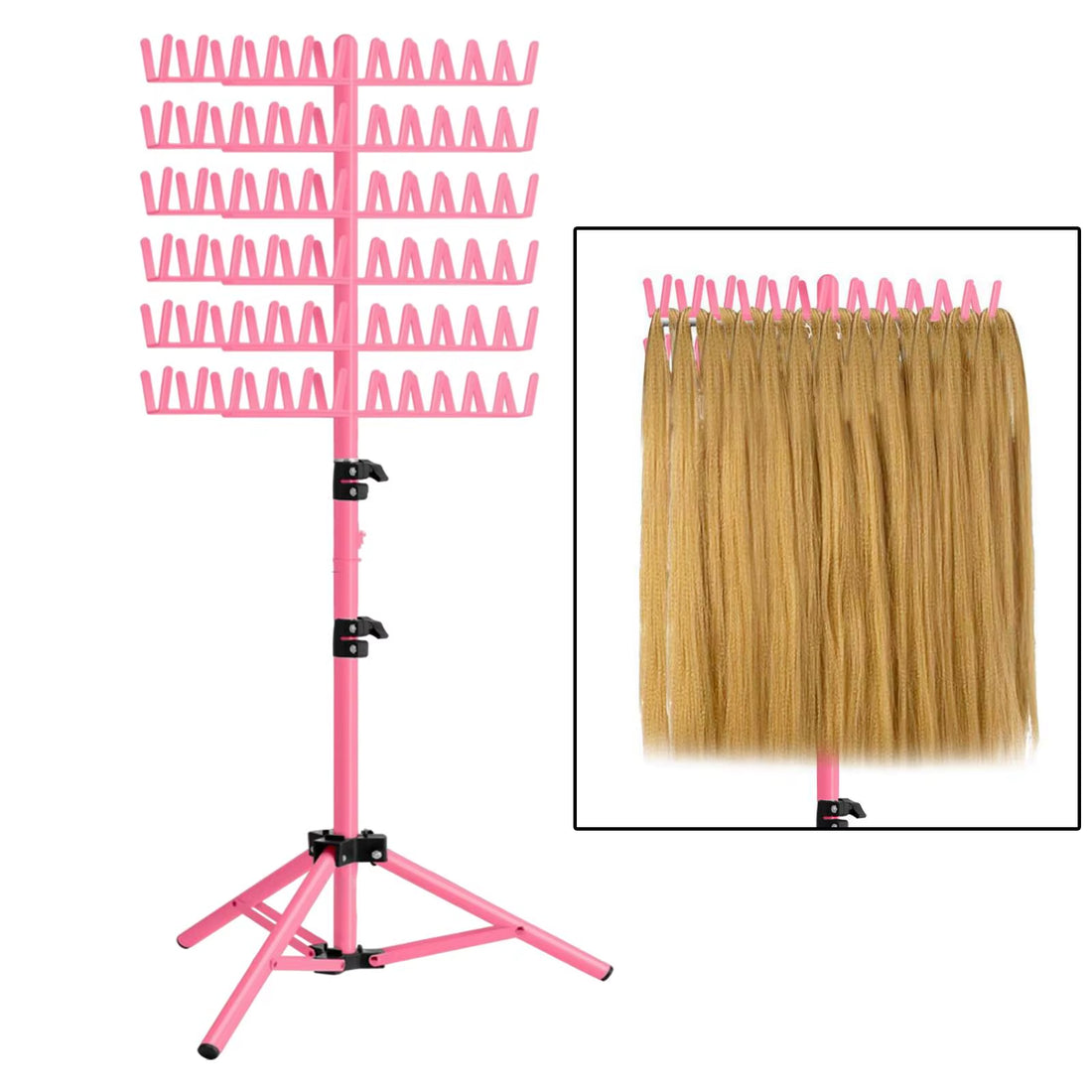 Hair Braiding Rack Hair Extension Holder Easy to Install Prevent Tangles Adjustable Braiding Stand Double Sided Braiding Rack
