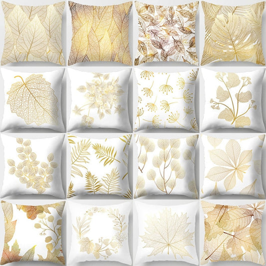 Gold Leaf Cushion Cover for Home Decor
