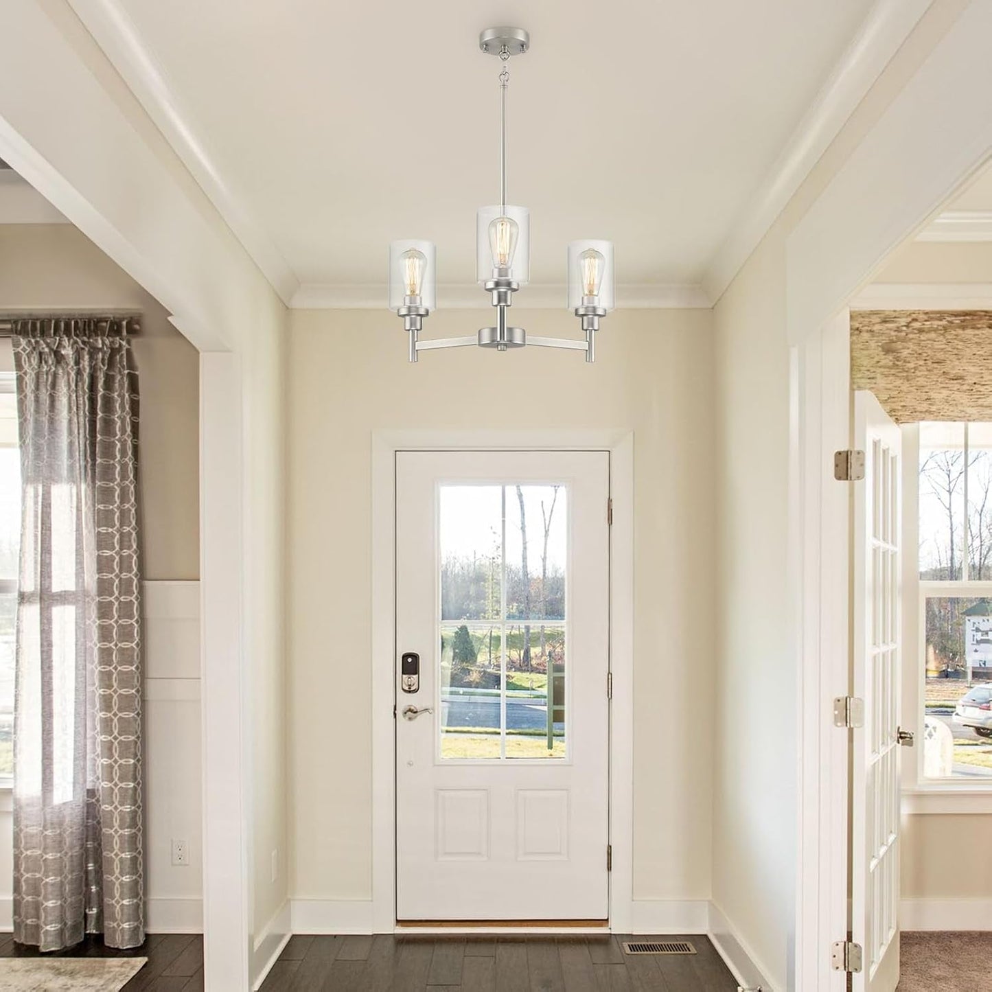 Modern 3-Light Brushed Nickel Chandelier