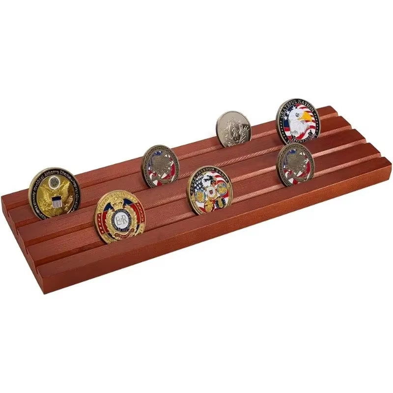 1 Set Challenge Coin Display Case Military Coin Holder Rack for Desk Wooden Army Collectible Coin Holder Case