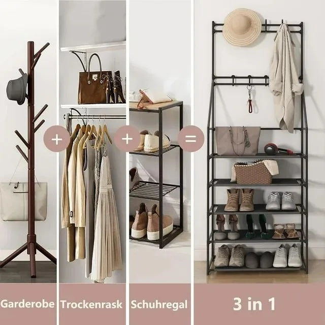 5-Tier Black Shoe Rack
