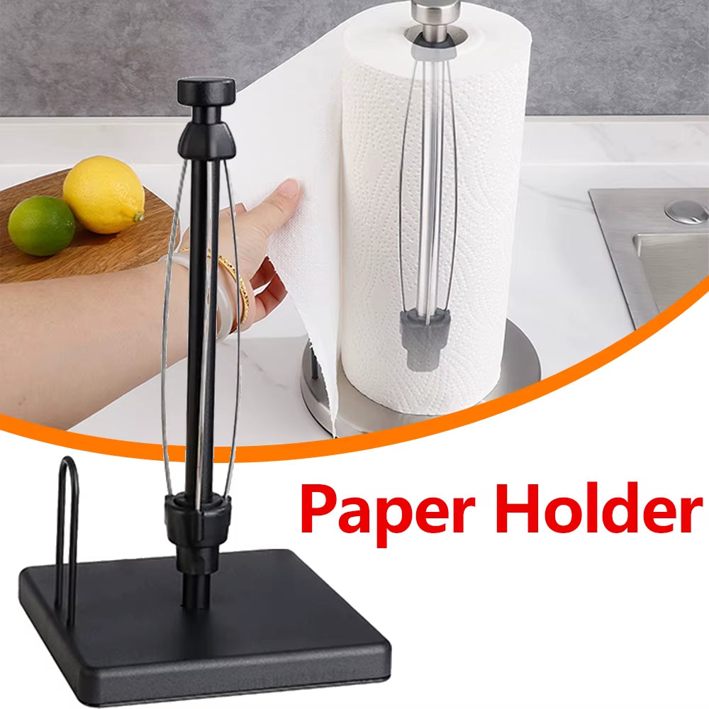 Stainless Steel Paper Towel Holder with Ratchet Mechanism Paper Towel Dispenser with Weighted Base Anti-Slip Kitchen Organizer