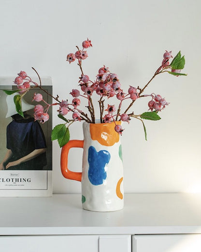 Whimsical Handpainted Abstract Ceramic Vase