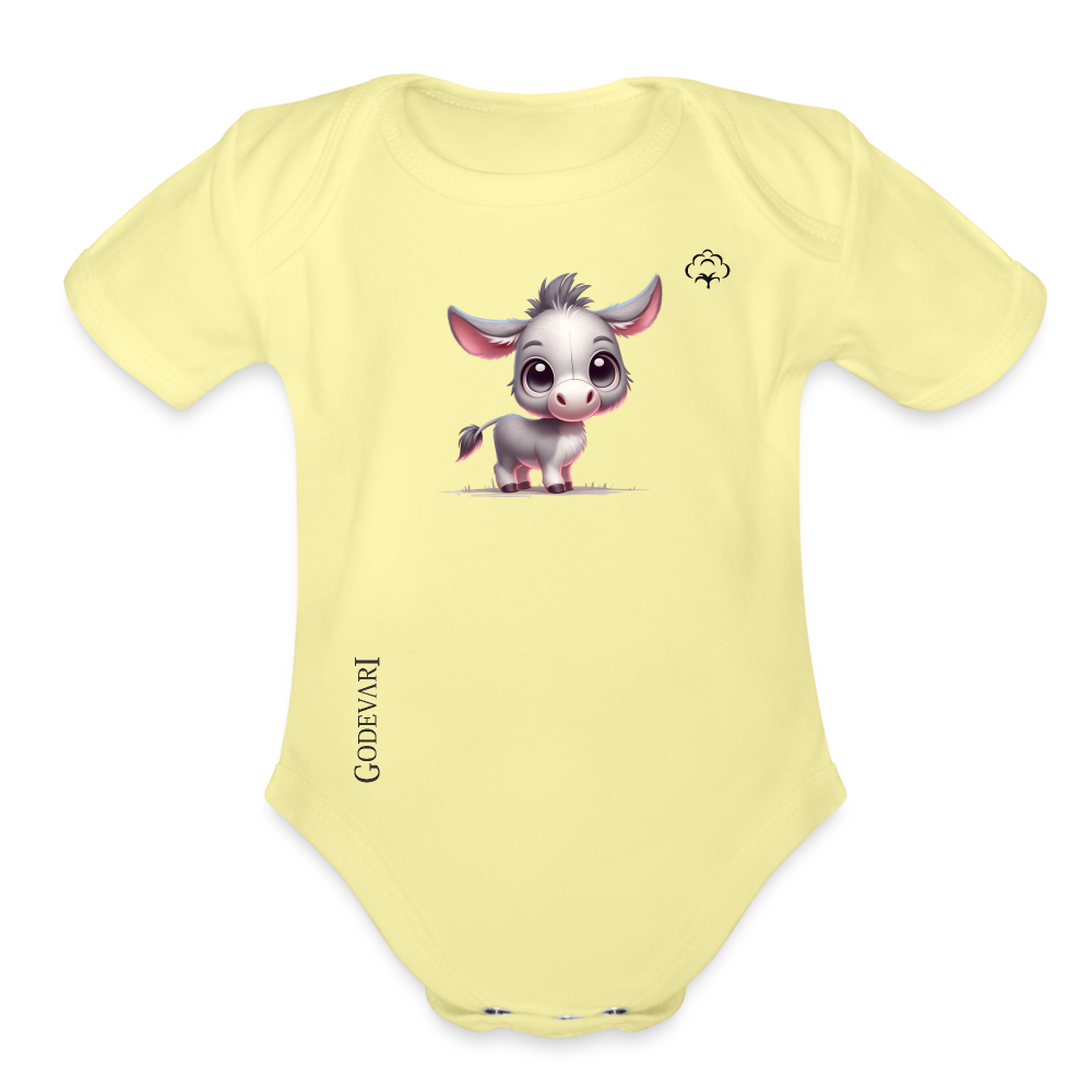 Organic Short Sleeve Baby Bodysuit - washed yellow