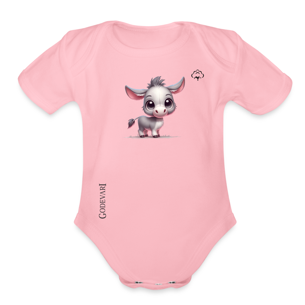 Organic Short Sleeve Baby Bodysuit - light pink