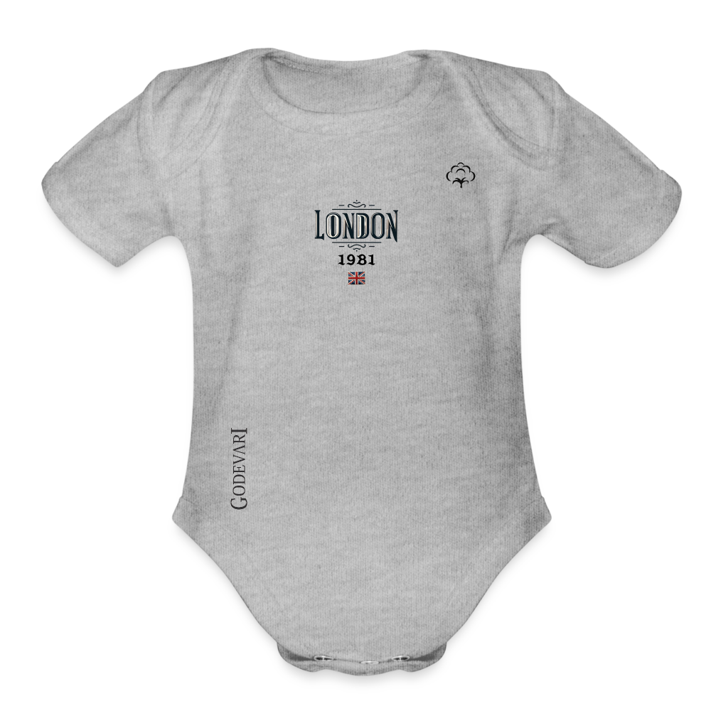 Organic Short Sleeve Baby Bodysuit - heather grey