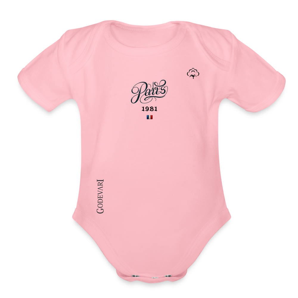 Organic Short Sleeve Baby Bodysuit - light pink