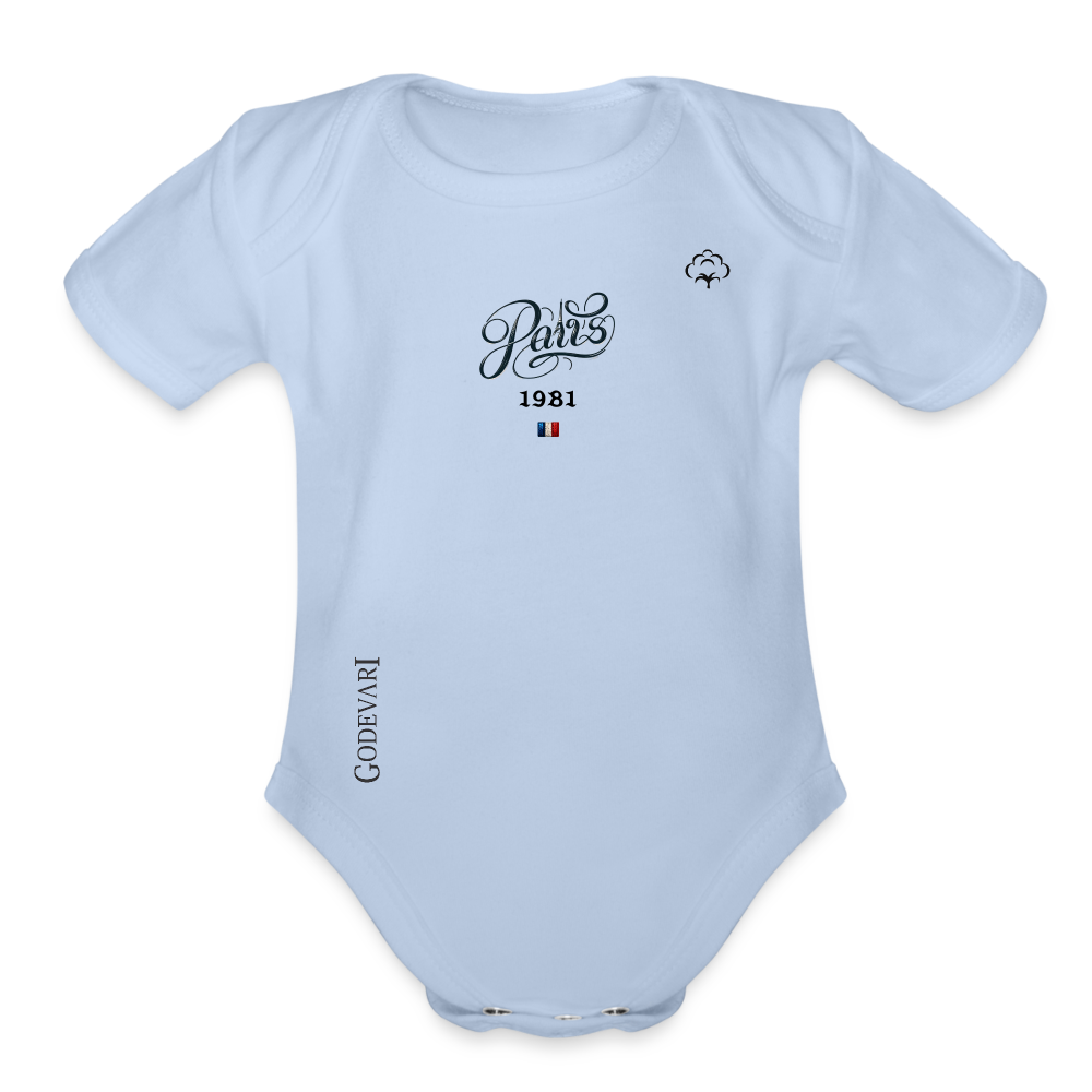 Organic Short Sleeve Baby Bodysuit - sky