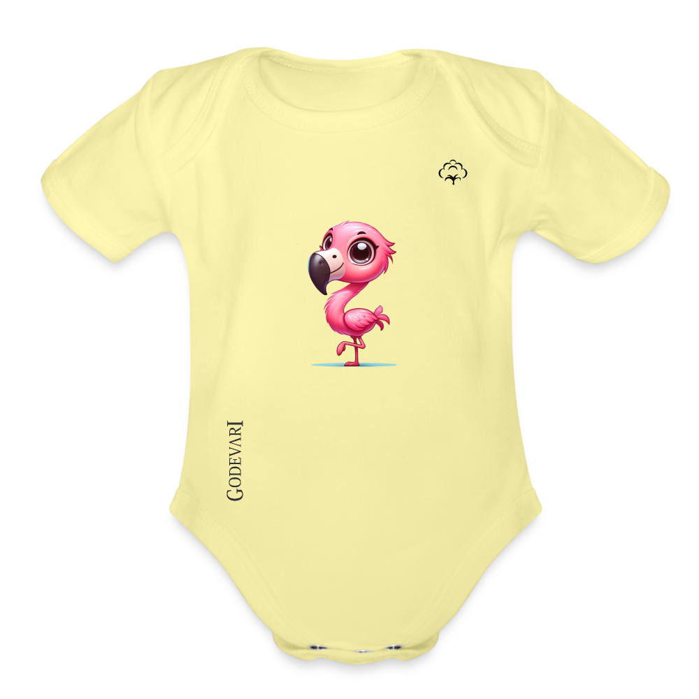 Organic Short Sleeve Baby Bodysuit - washed yellow