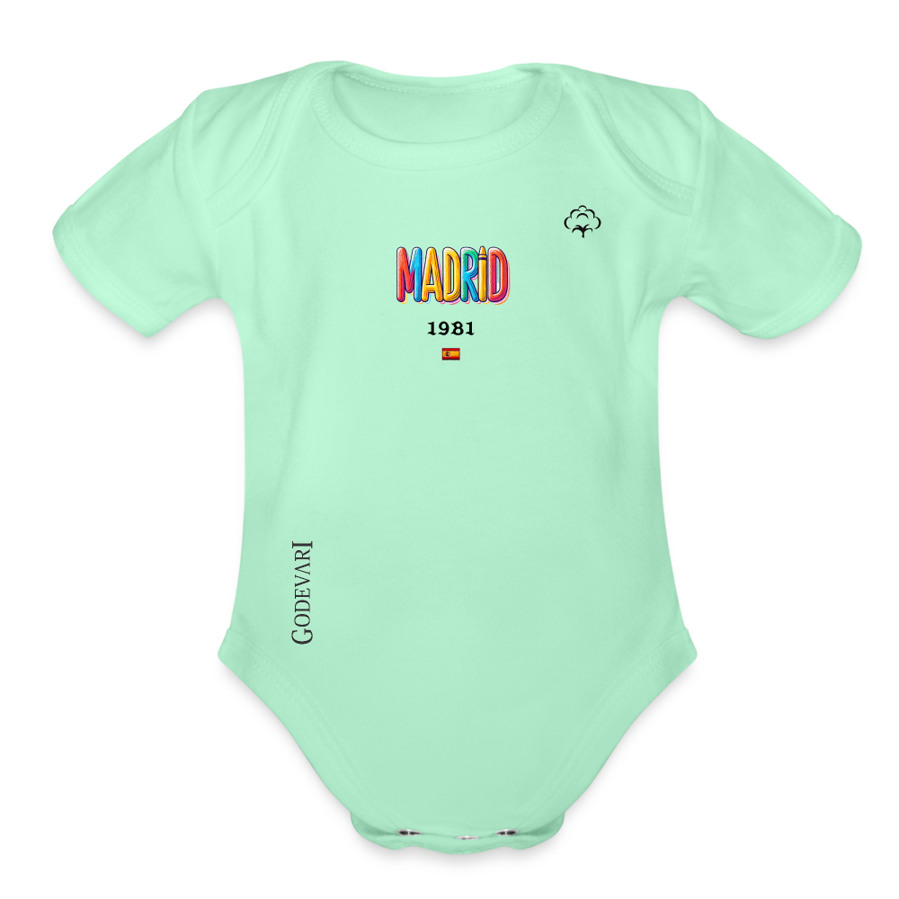 Organic Short Sleeve Baby Bodysuit - light mint