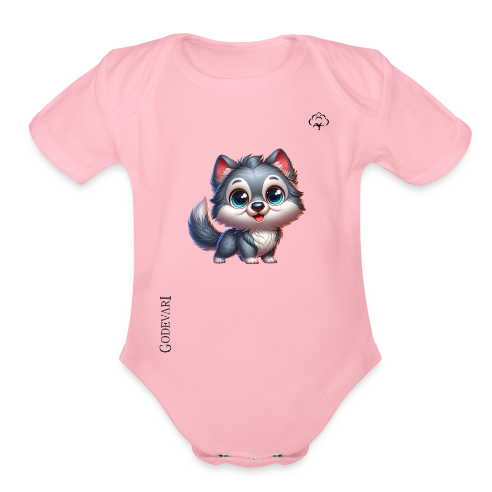 Organic Short Sleeve Baby Bodysuit - light pink