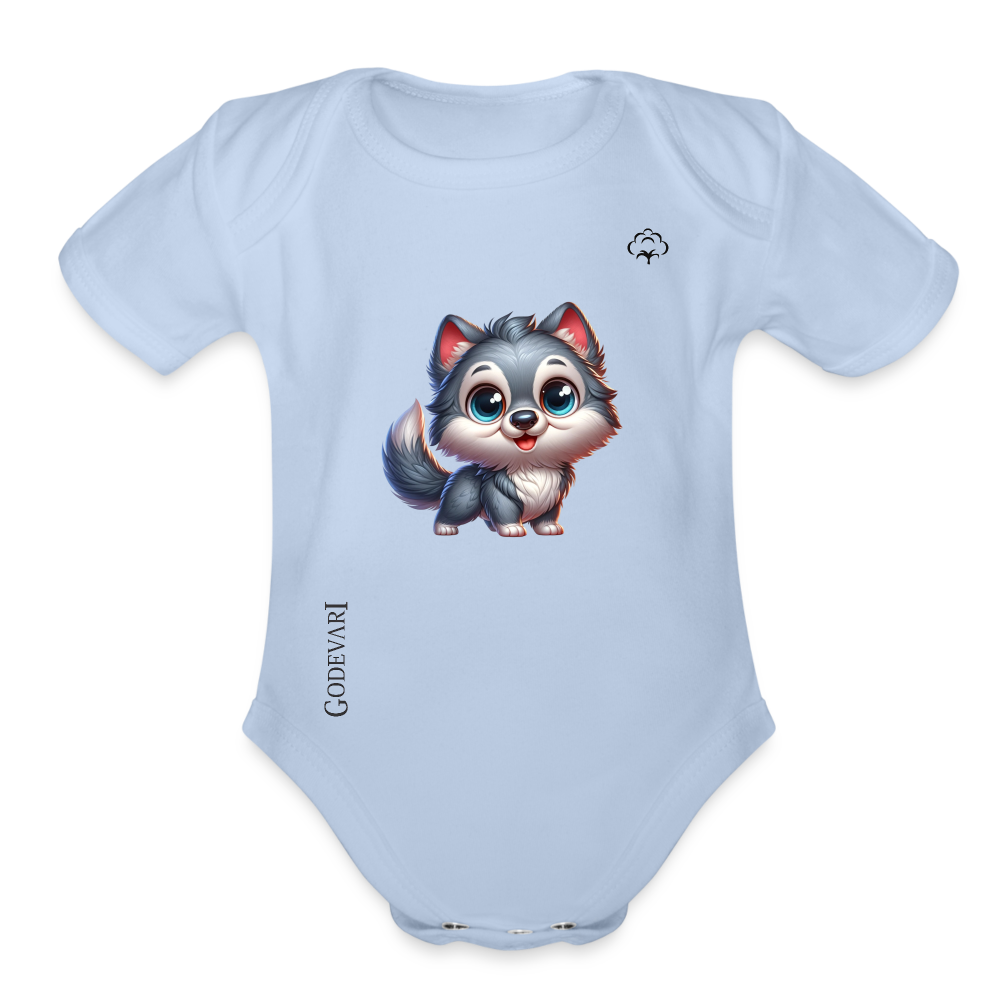 Organic Short Sleeve Baby Bodysuit - sky