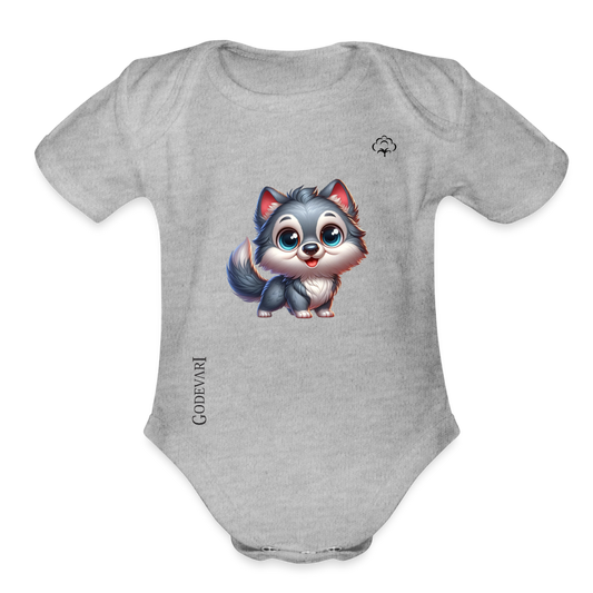 Organic Short Sleeve Baby Bodysuit - heather grey