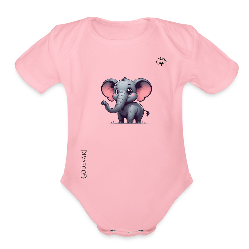 Organic Short Sleeve Baby Bodysuit - light pink