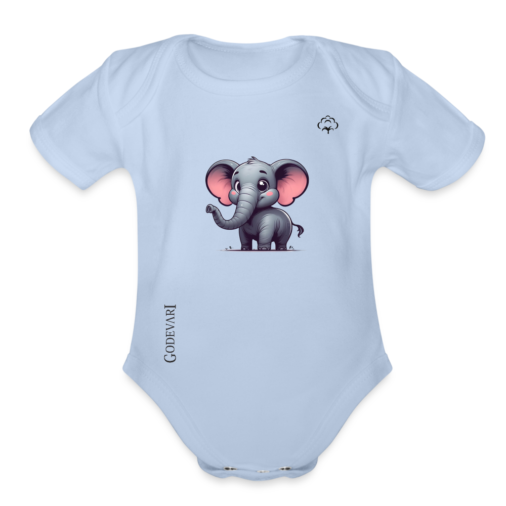 Organic Short Sleeve Baby Bodysuit - sky