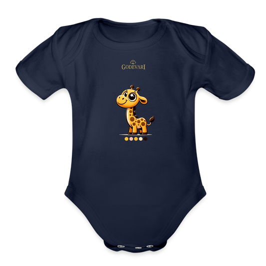 Organic Short Sleeve Baby Bodysuit - dark navy