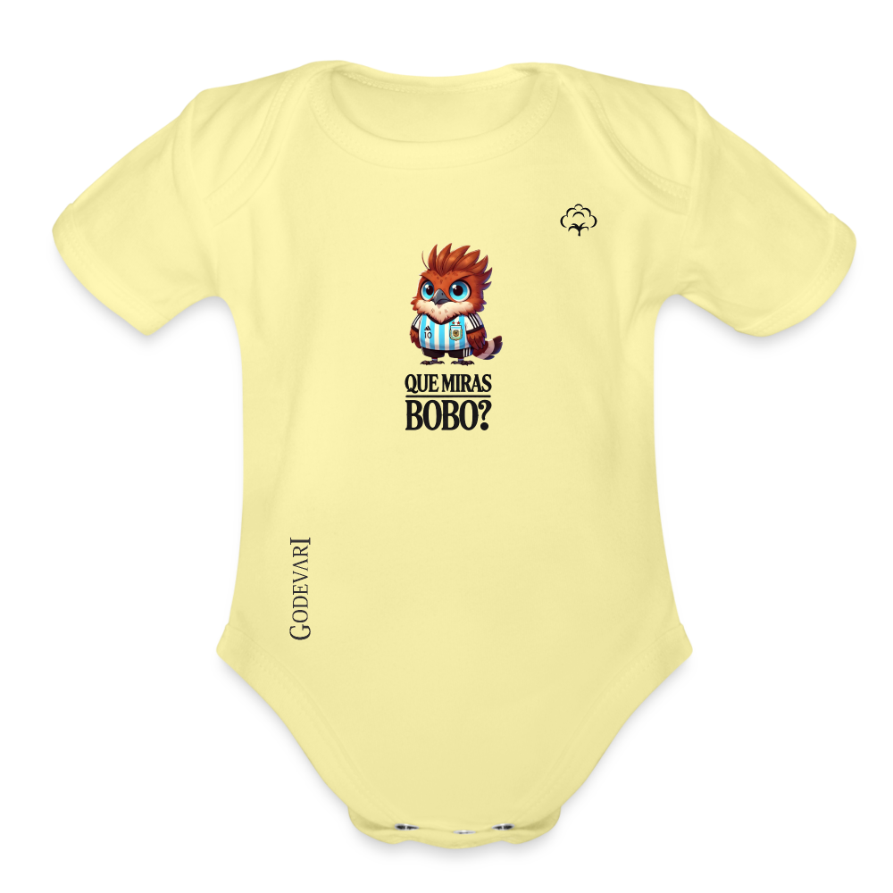 Organic Short Sleeve Baby Bodysuit - washed yellow