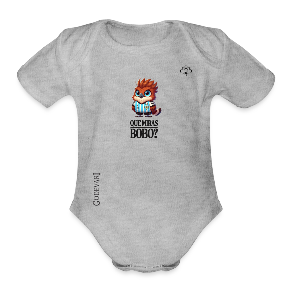 Organic Short Sleeve Baby Bodysuit - heather grey